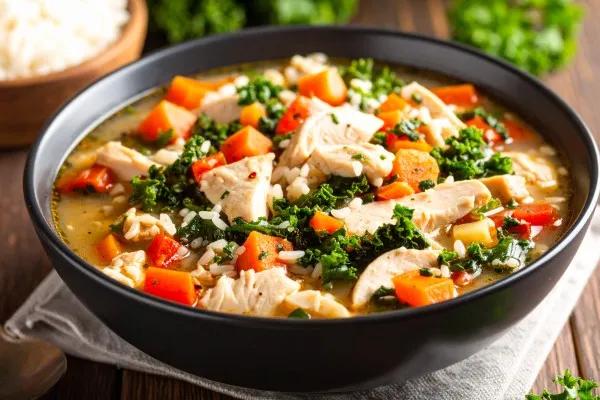Куриный суп с овощами и кейлом
