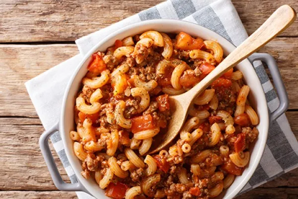 Макароны с сыром и говяжьим фаршем